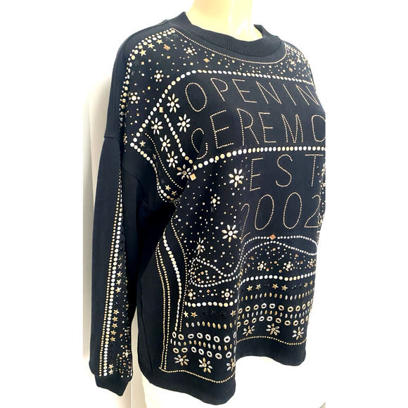 Opening Ceremony 2002 Studded Logo Sweatshirt Jumper Gold Silver Long Sleeve S - Picture 5 of 13